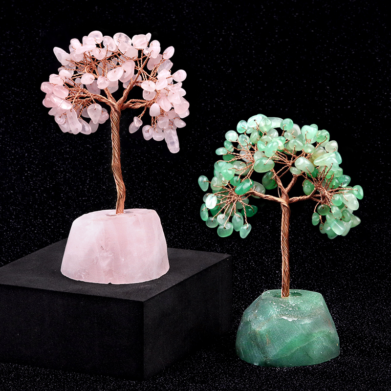 Raw Gemstone Reiki Healing Crystal Tree Life Base Copper Wire Spiritual Meditation Energy Room Office Desk Decor Gifts