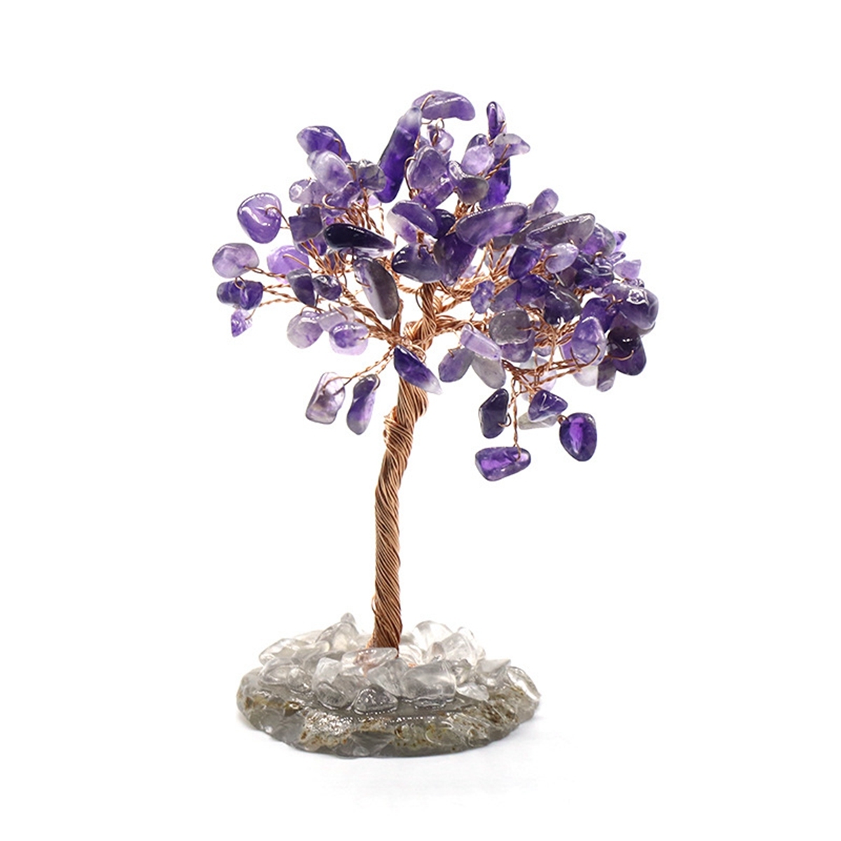 Raw Gemstone Tree Life Agate Base Copper Wire Spiritual Meditation Energy Room Office Desk Decor Gifts