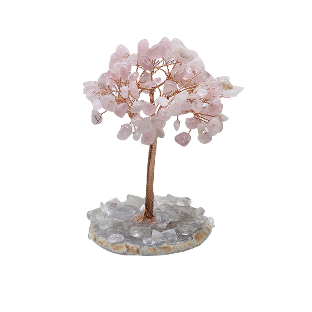 Raw Gemstone Tree Life Agate Base Copper Wire Spiritual Meditation Energy Room Office Desk Decor Gifts