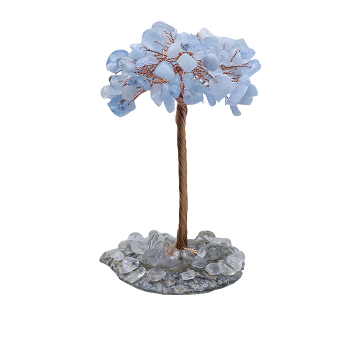 Raw Gemstone Tree Life Agate Base Copper Wire Spiritual Meditation Energy Room Office Desk Decor Gifts
