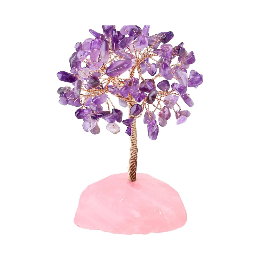 Raw Gemstone Reiki Healing Crystal Tree Life Base Copper Wire Spiritual Meditation Energy Room Office Desk Decor Gifts