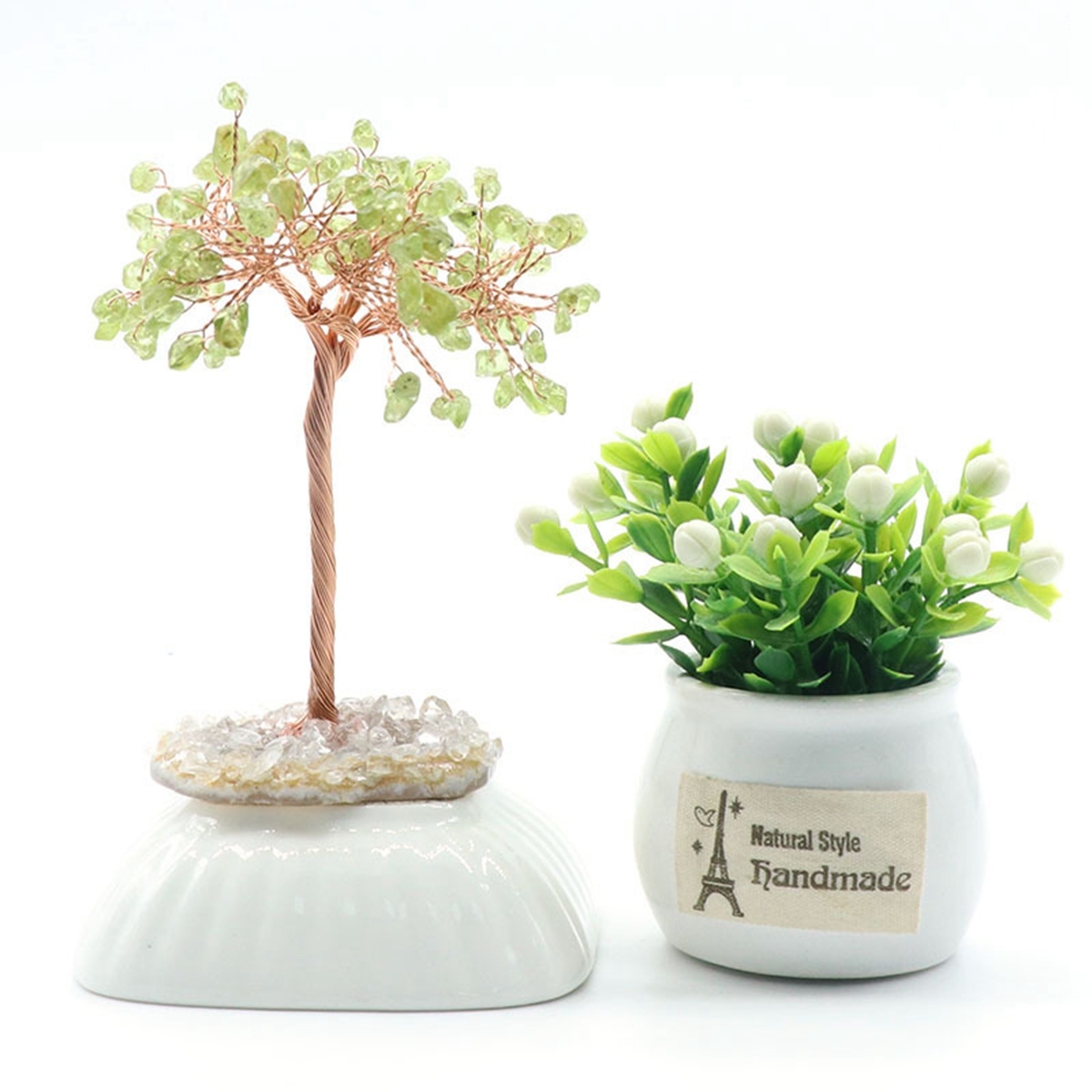 Raw Gemstone Tree Life Agate Base Copper Wire Spiritual Meditation Energy Room Office Desk Decor Gifts