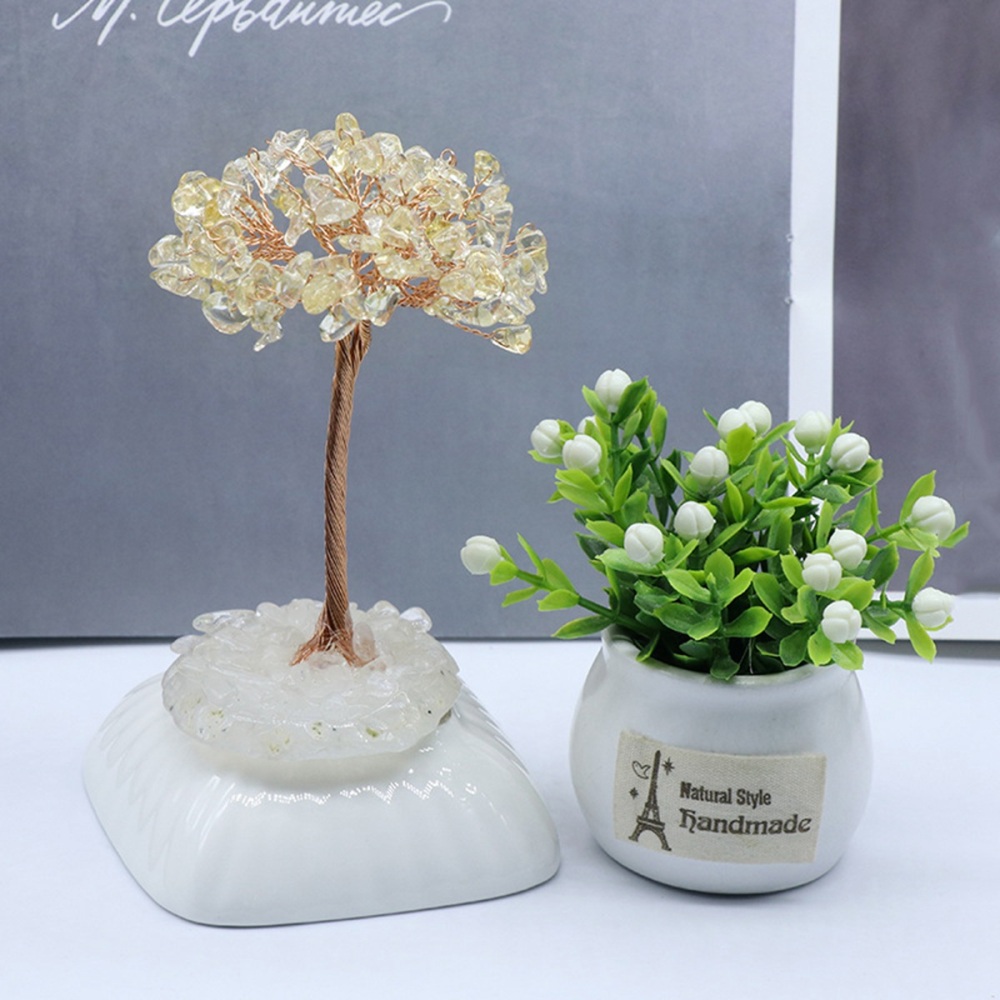 Raw Gemstone Tree Life Agate Base Copper Wire Spiritual Meditation Energy Room Office Desk Decor Gifts