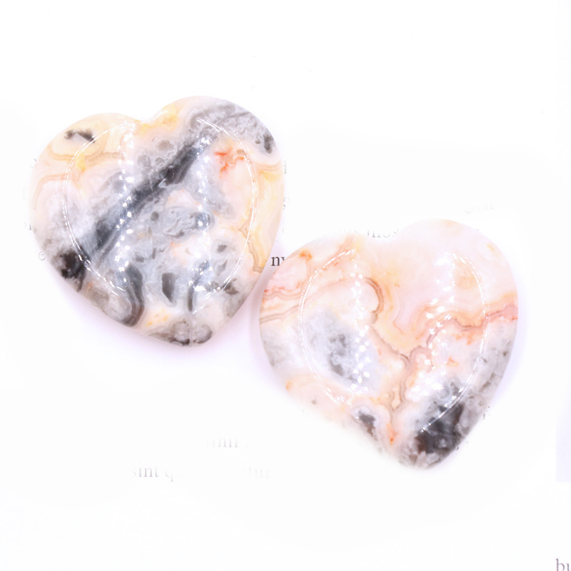 Gemstone Handmade Craved 40MM Love Heart Thumb Worry Stone for Anxiety Stress Relief Meditation