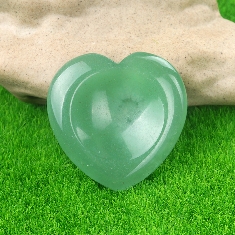 Gemstone Handmade Craved 40MM Love Heart Thumb Worry Stone for Anxiety Stress Relief Meditation