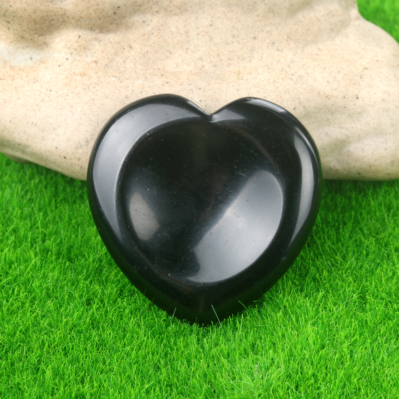 Gemstone Handmade Craved 40MM Love Heart Thumb Worry Stone for Anxiety Stress Relief Meditation