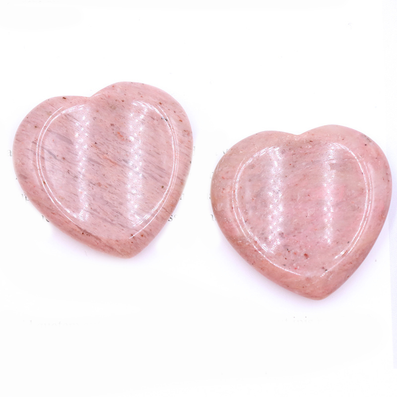 Gemstone Handmade Craved 40MM Love Heart Thumb Worry Stone for Anxiety Stress Relief Meditation