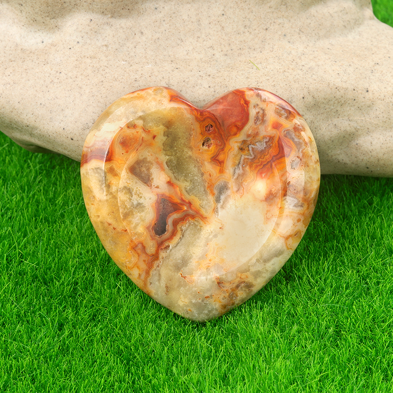 Gemstone Handmade Craved 40MM Love Heart Thumb Worry Stone for Anxiety Stress Relief Meditation