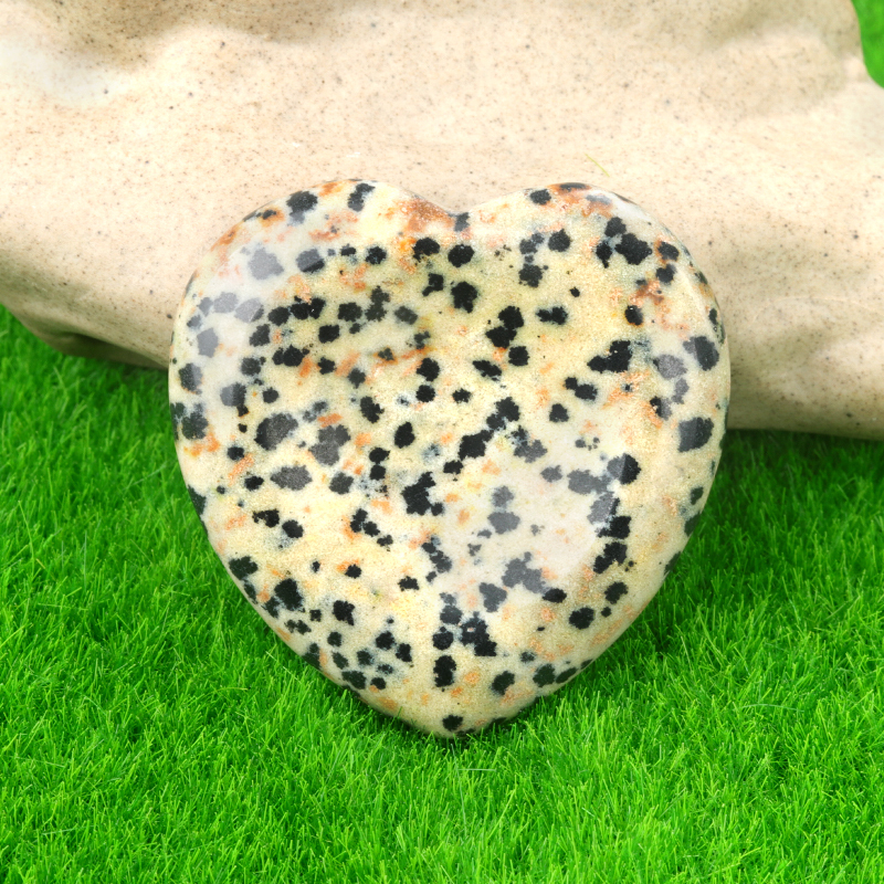 Gemstone Handmade Craved 40MM Love Heart Thumb Worry Stone for Anxiety Stress Relief Meditation