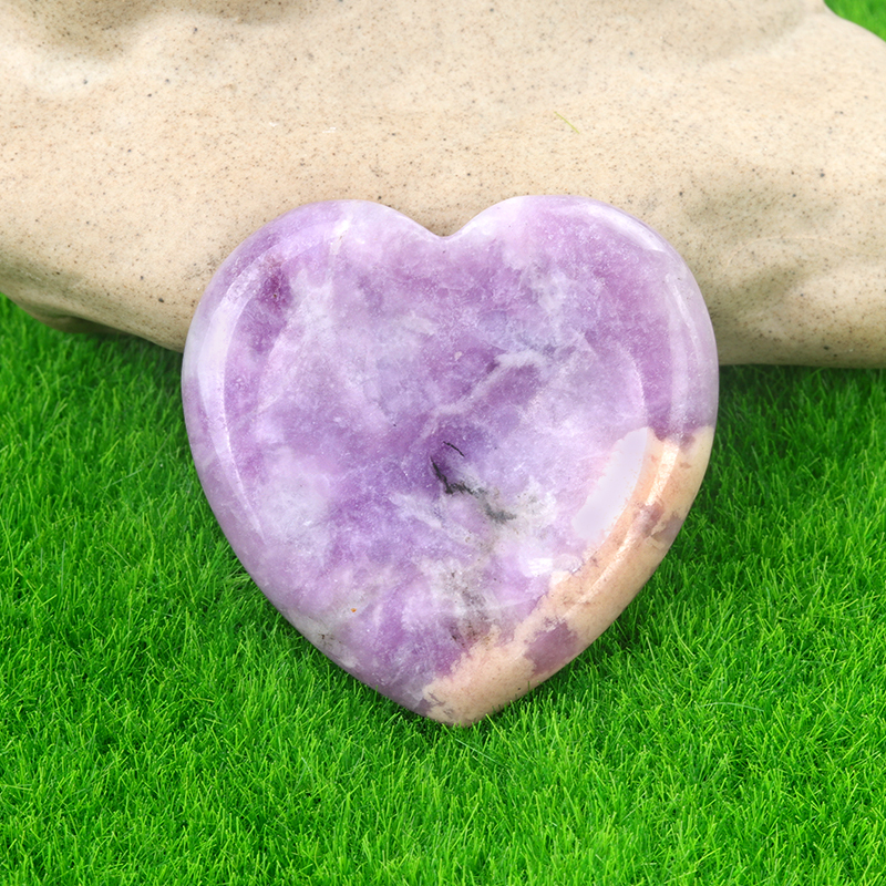 Gemstone Handmade Craved 40MM Love Heart Thumb Worry Stone for Anxiety Stress Relief Meditation