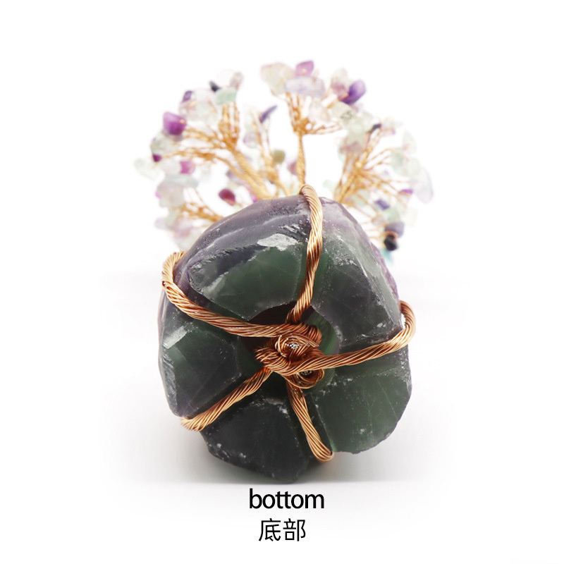 Raw Gemstone Copper Tree Base Spiritual Meditation Energy Room Office Desk Decor Gifts