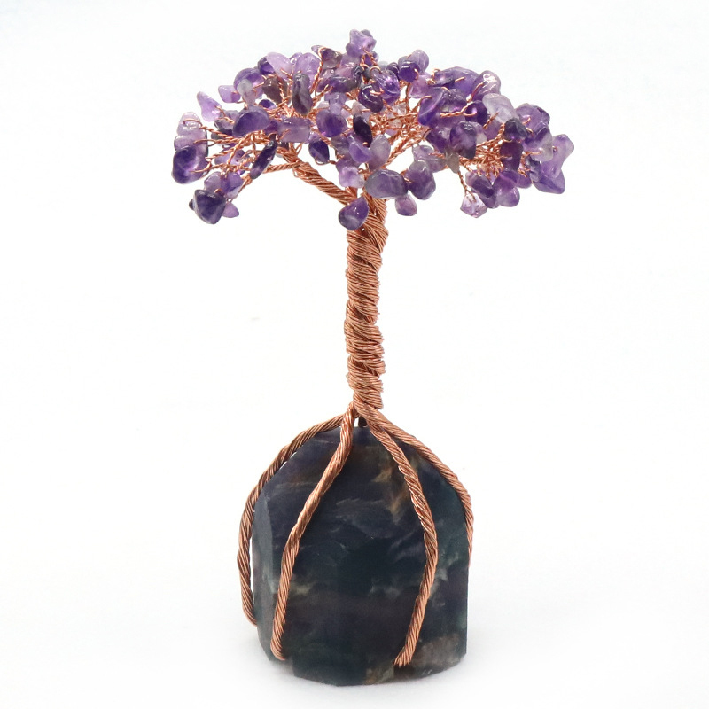 Raw Gemstone Copper Tree Base Spiritual Meditation Energy Room Office Desk Decor Gifts