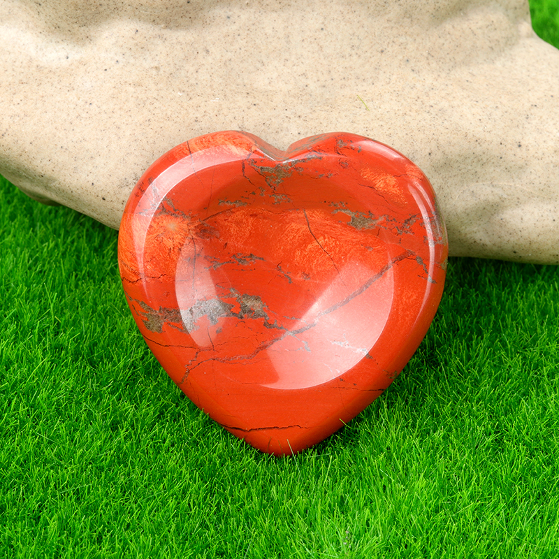 Gemstone Handmade Craved 40MM Love Heart Thumb Worry Stone for Anxiety Stress Relief Meditation
