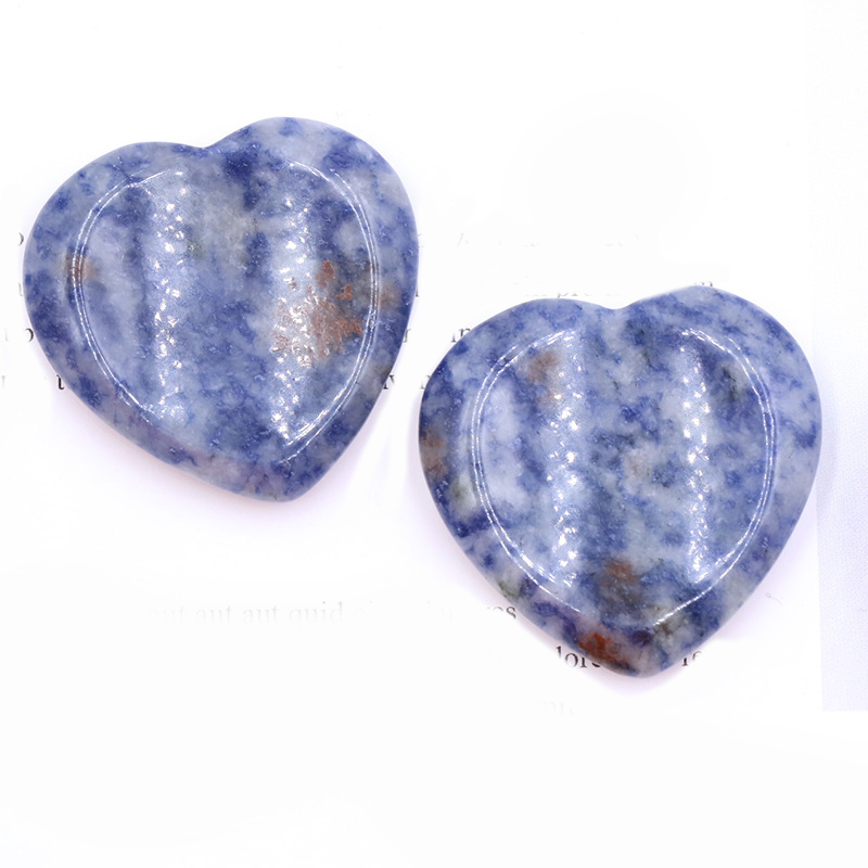 Gemstone Handmade Craved 40MM Love Heart Thumb Worry Stone for Anxiety Stress Relief Meditation