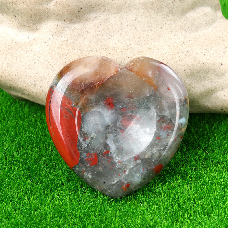 Gemstone Handmade Craved 40MM Love Heart Thumb Worry Stone for Anxiety Stress Relief Meditation