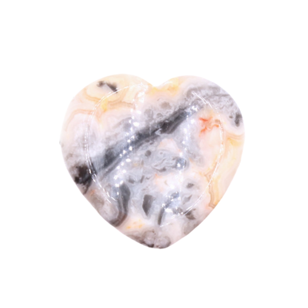 Gemstone Handmade Craved 40MM Love Heart Thumb Worry Stone for Anxiety Stress Relief Meditation