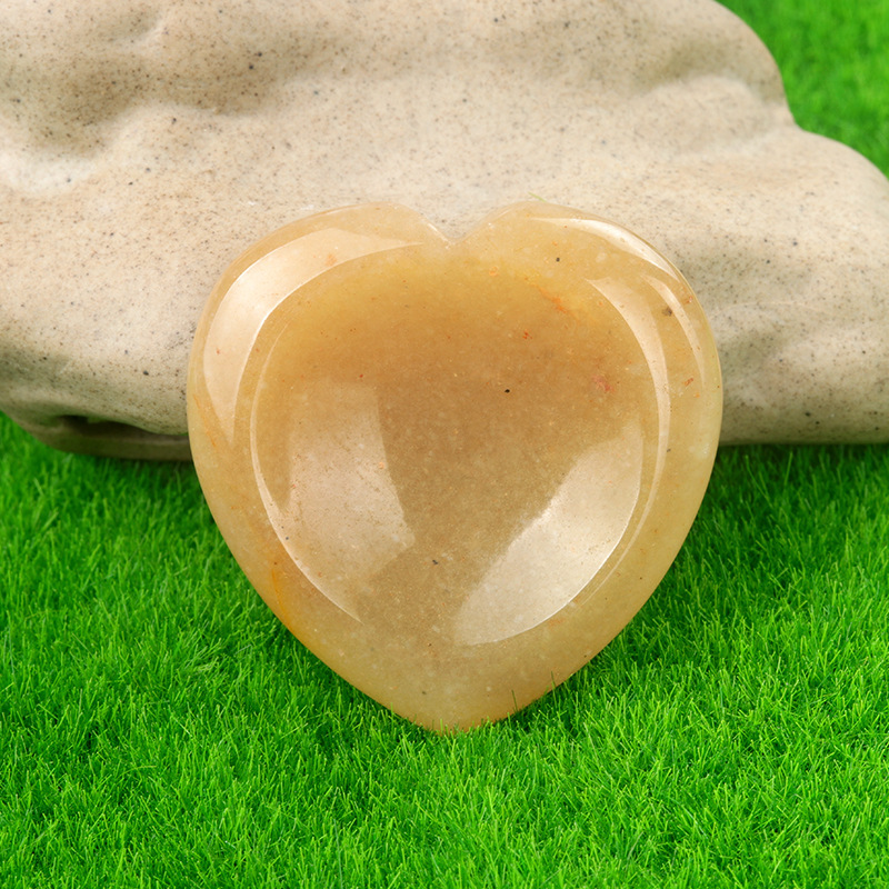 Gemstone Handmade Craved 40MM Love Heart Thumb Worry Stone for Anxiety Stress Relief Meditation