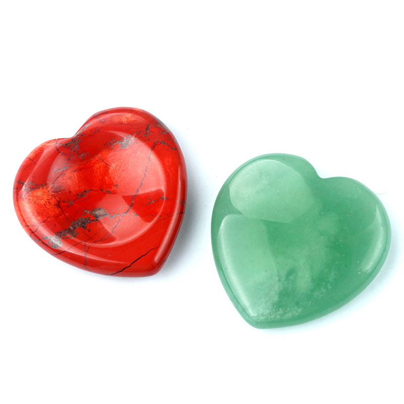 Gemstone Handmade Craved 40MM Love Heart Thumb Worry Stone for Anxiety Stress Relief Meditation