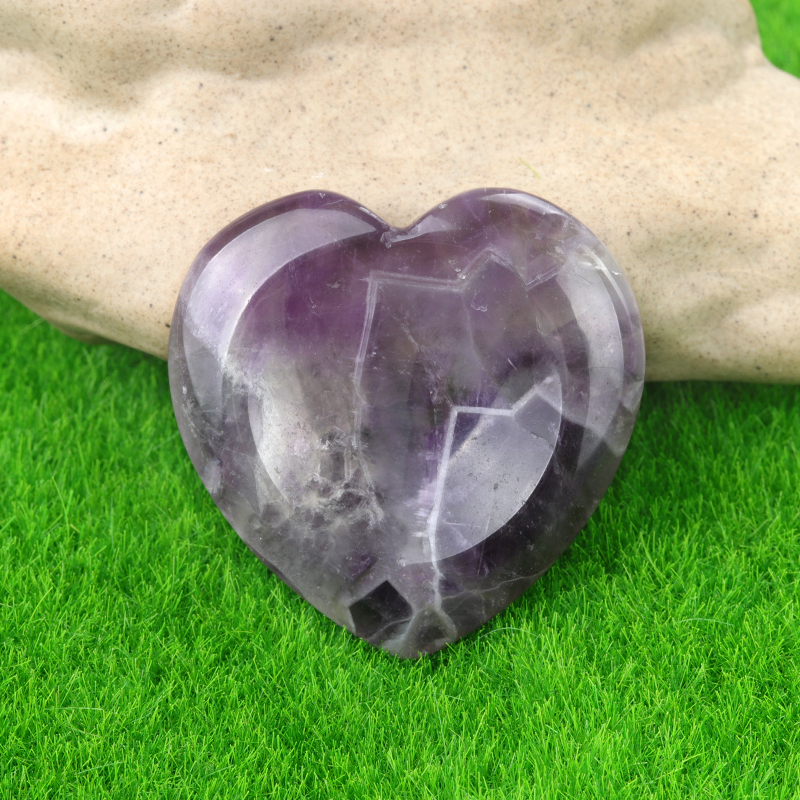 Gemstone Handmade Craved 40MM Love Heart Thumb Worry Stone for Anxiety Stress Relief Meditation
