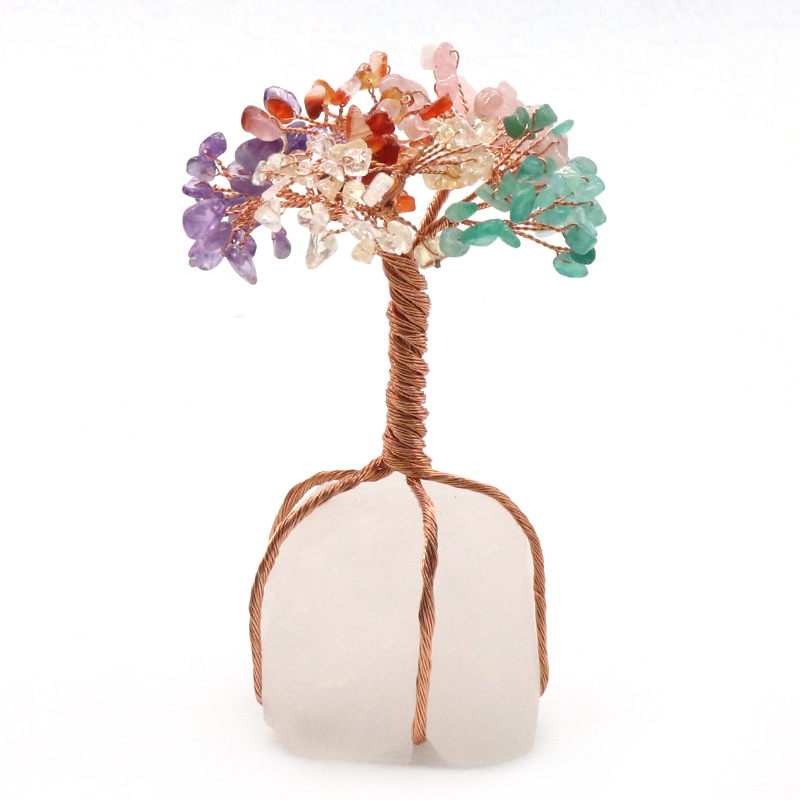 Raw Gemstone Copper Tree Base Spiritual Meditation Energy Room Office Desk Decor Gifts