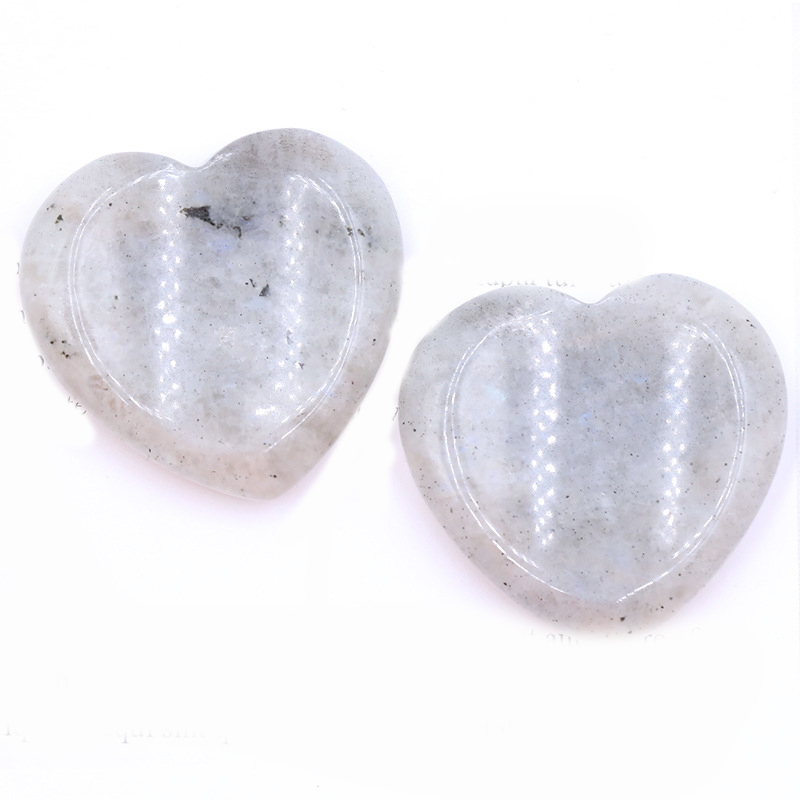 Gemstone Handmade Craved 40MM Love Heart Thumb Worry Stone for Anxiety Stress Relief Meditation