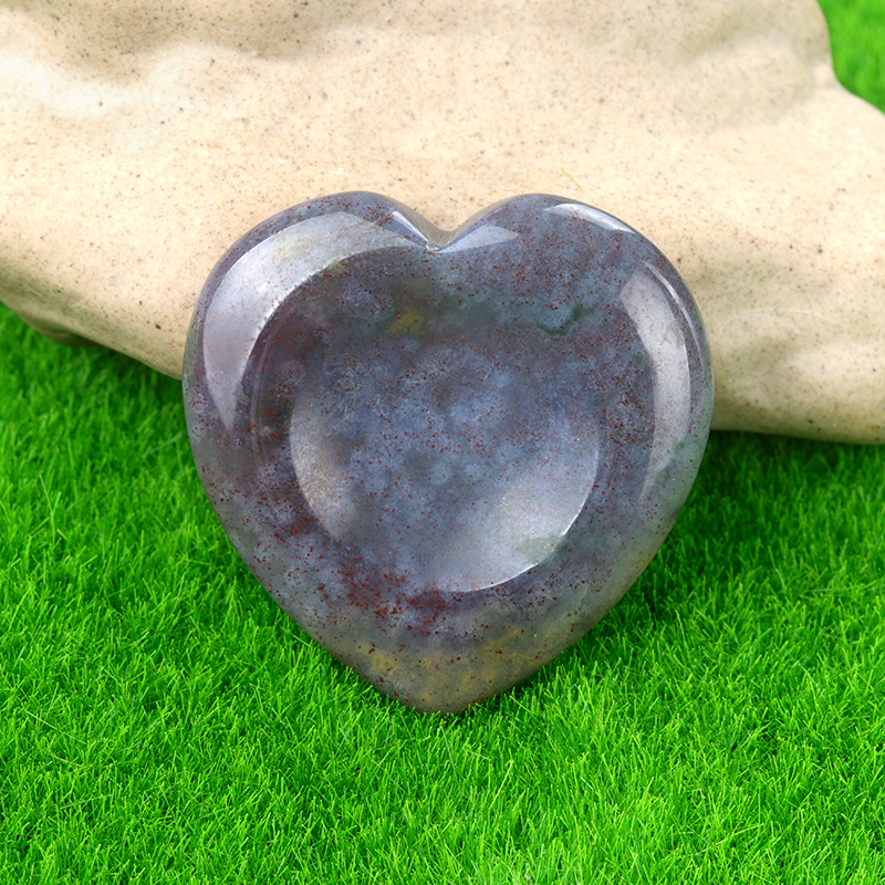 Gemstone Handmade Craved 40MM Love Heart Thumb Worry Stone for Anxiety Stress Relief Meditation