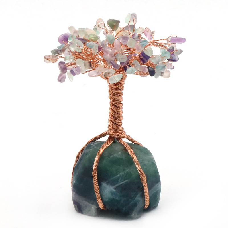 Raw Gemstone Copper Tree Base Spiritual Meditation Energy Room Office Desk Decor Gifts