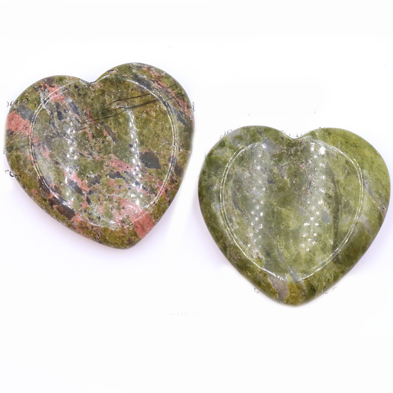 Gemstone Handmade Craved 40MM Love Heart Thumb Worry Stone for Anxiety Stress Relief Meditation