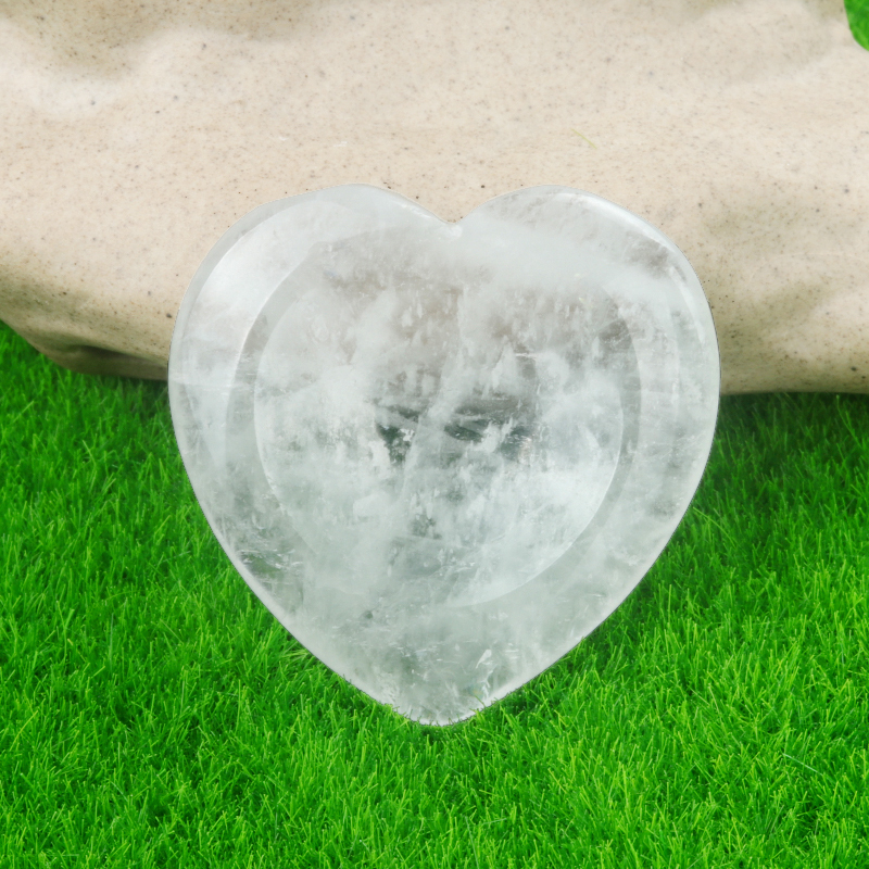 Gemstone Handmade Craved 40MM Love Heart Thumb Worry Stone for Anxiety Stress Relief Meditation