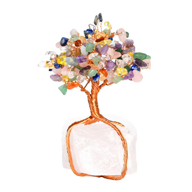 Raw Gemstone Copper Tree Base Spiritual Meditation Energy Room Office Desk Decor Gifts