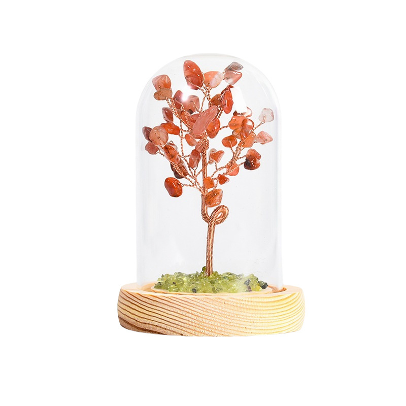 Raw Gemstone Copper Tree Spiritual Meditation Energy Room Office Desk Decor Gifts with Wood Base