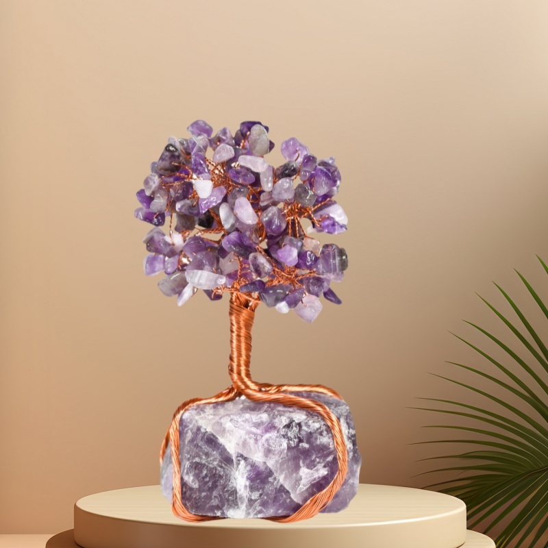 Raw Gemstone Copper Tree Base Spiritual Meditation Energy Room Office Desk Decor Gifts