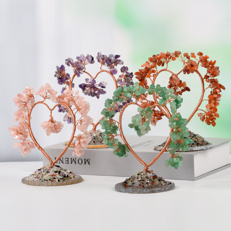 Raw Gemstone Copper Tree Agate Base Spiritual Meditation Energy Room Office Desk Decor Gifts