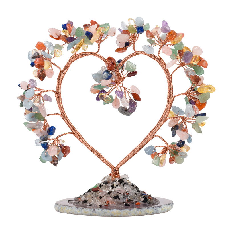 Raw Gemstone Copper Tree Agate Base Spiritual Meditation Energy Room Office Desk Decor Gifts