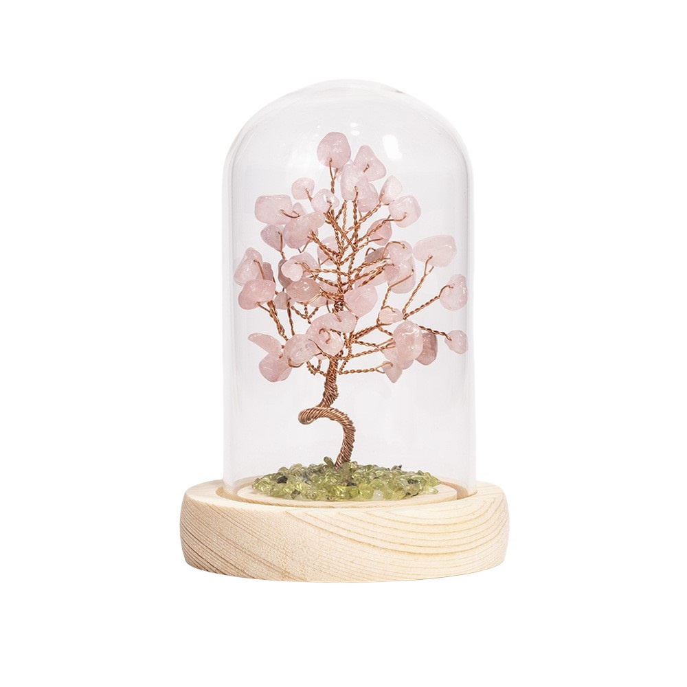 Raw Gemstone Copper Tree Spiritual Meditation Energy Room Office Desk Decor Gifts with Wood Base