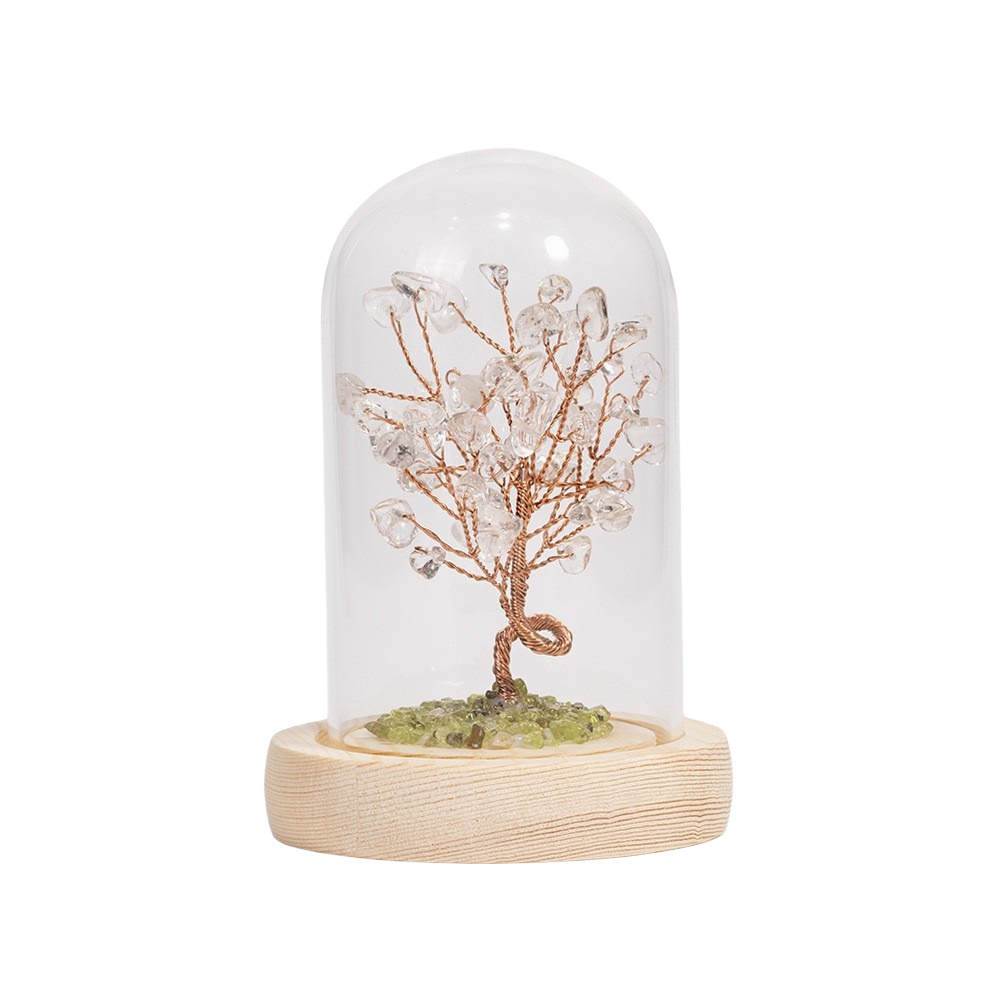 Raw Gemstone Copper Tree Spiritual Meditation Energy Room Office Desk Decor Gifts with Wood Base