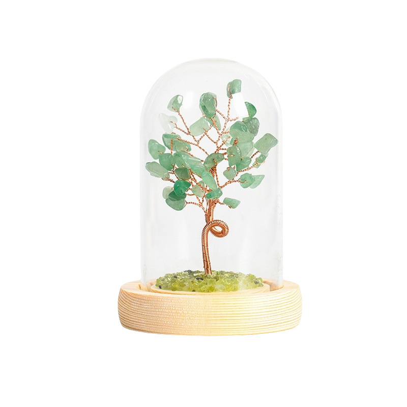 Raw Gemstone Copper Tree Spiritual Meditation Energy Room Office Desk Decor Gifts with Wood Base