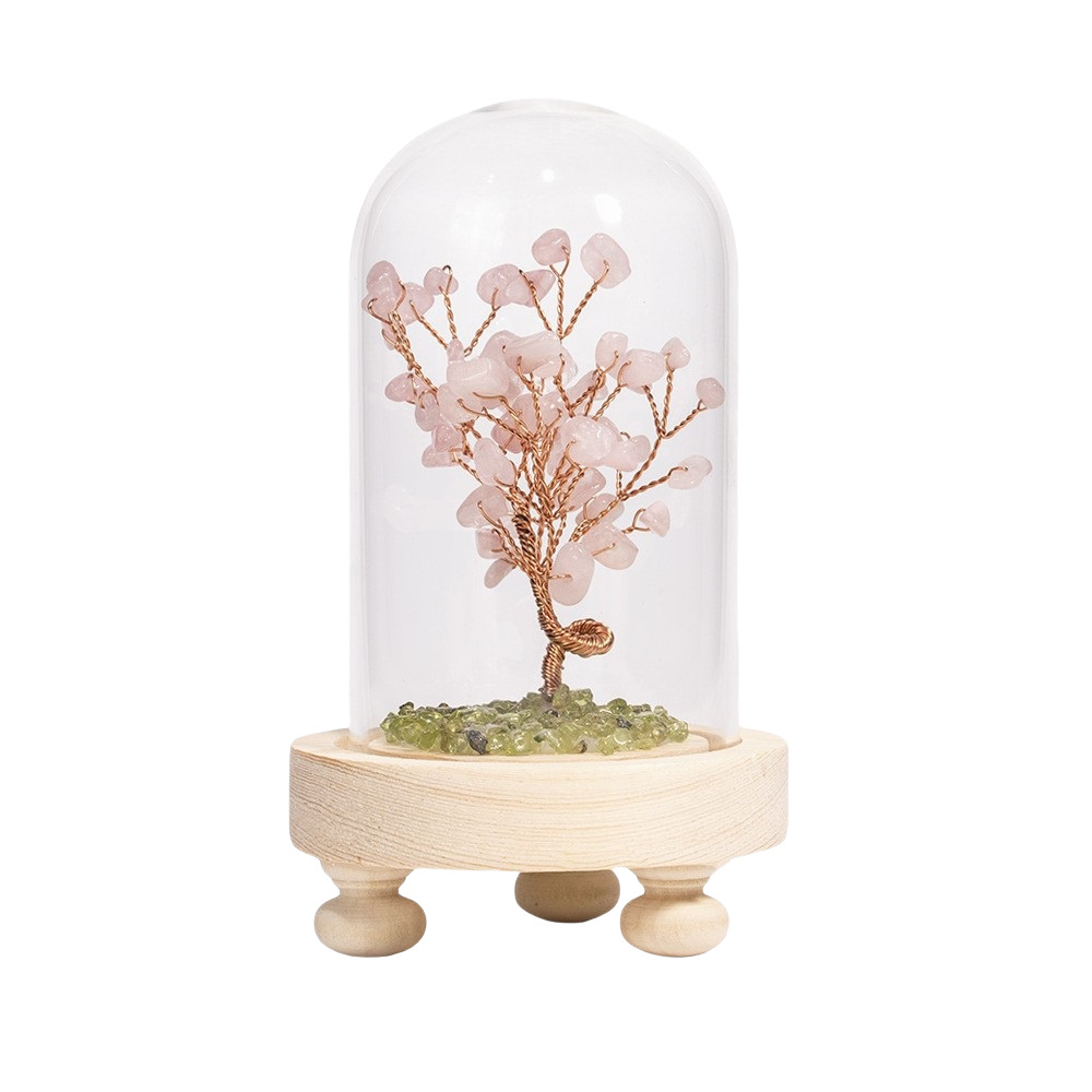 Raw Gemstone Copper Tree Spiritual Meditation Energy Room Office Desk Decor Gifts with Wood Base