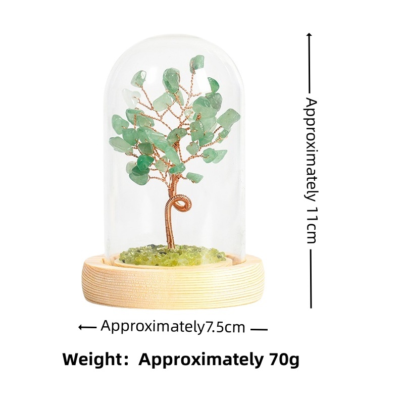 Raw Gemstone Copper Tree Spiritual Meditation Energy Room Office Desk Decor Gifts with Wood Base