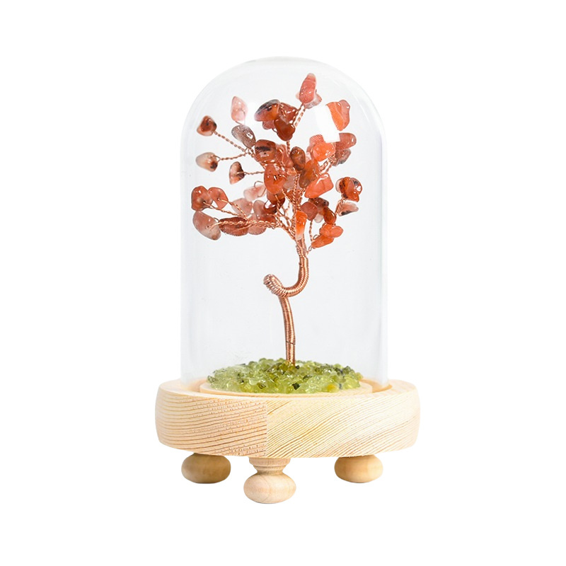 Raw Gemstone Copper Tree Spiritual Meditation Energy Room Office Desk Decor Gifts with Wood Base