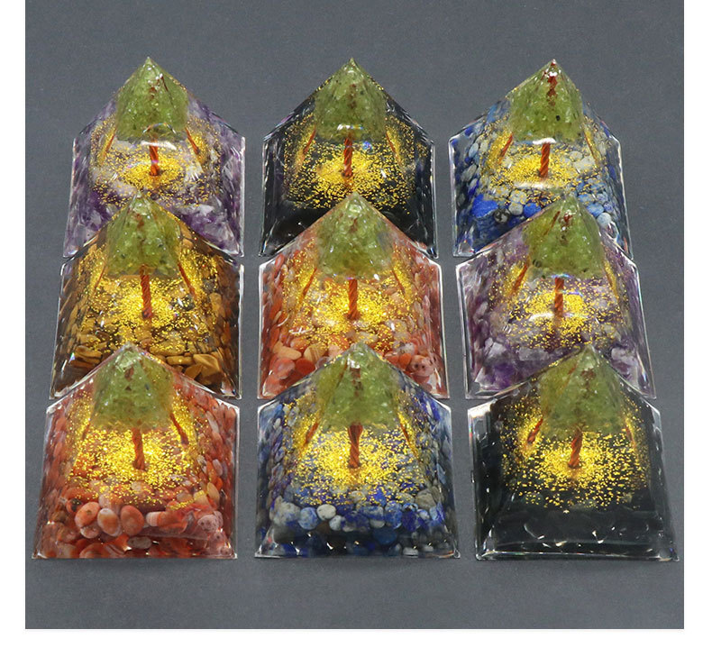 Raw Gemstone 60mm Orgone Pyramid  Peridot Tree for Yoga Reiki Meditaion Decor