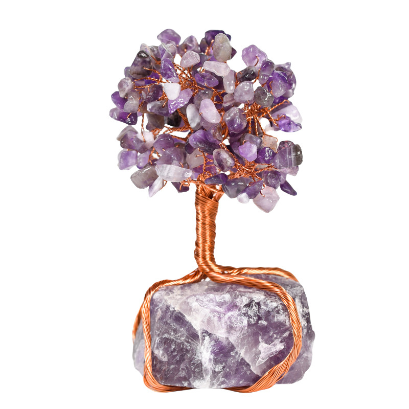 Raw Gemstone Copper Tree Base Spiritual Meditation Energy Room Office Desk Decor Gifts