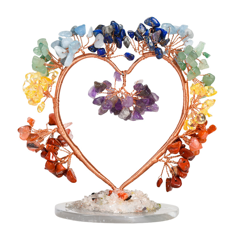 Raw Gemstone Copper Tree Agate Base Spiritual Meditation Energy Room Office Desk Decor Gifts