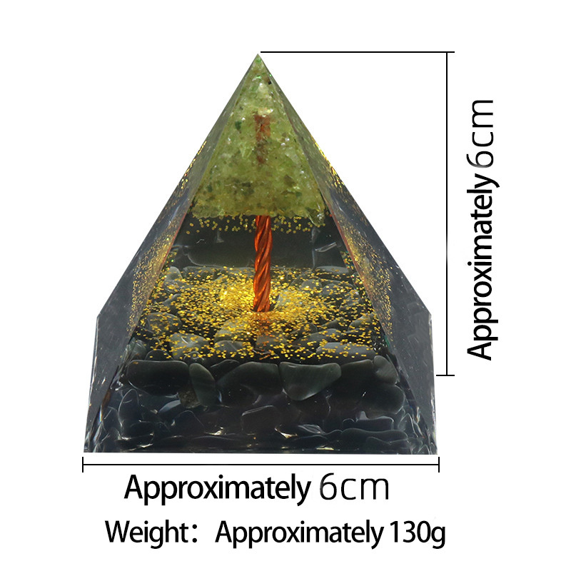 Raw Gemstone 60mm Orgone Pyramid  Peridot Tree for Yoga Reiki Meditaion Decor