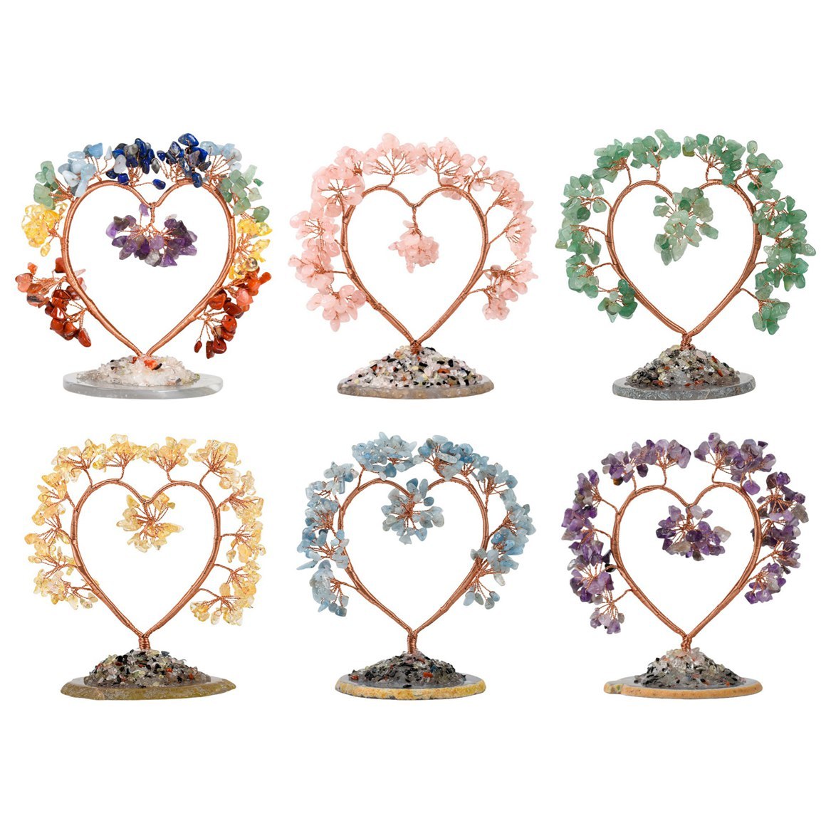 Raw Gemstone Copper Tree Agate Base Spiritual Meditation Energy Room Office Desk Decor Gifts