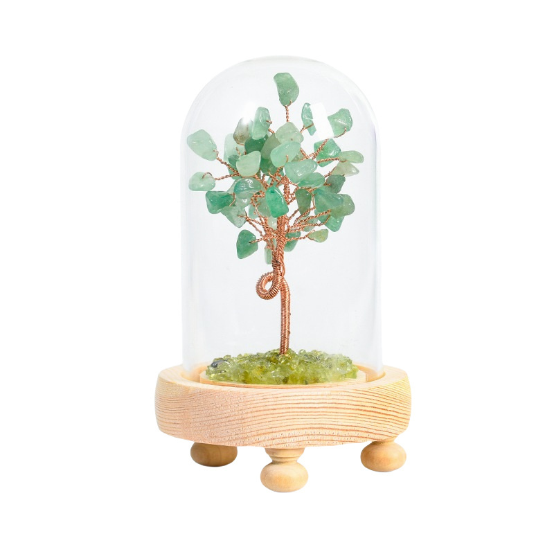 Raw Gemstone Copper Tree Spiritual Meditation Energy Room Office Desk Decor Gifts with Wood Base