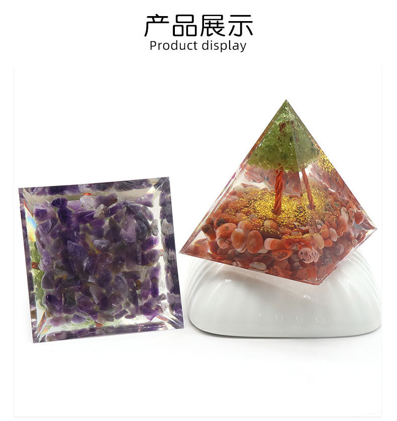 Raw Gemstone 60mm Orgone Pyramid  Peridot Tree for Yoga Reiki Meditaion Decor