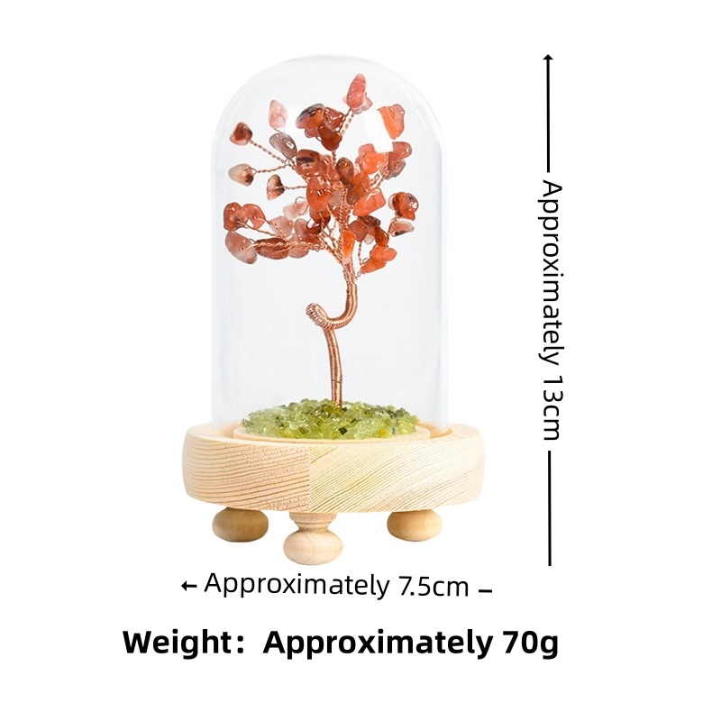 Raw Gemstone Copper Tree Spiritual Meditation Energy Room Office Desk Decor Gifts with Wood Base