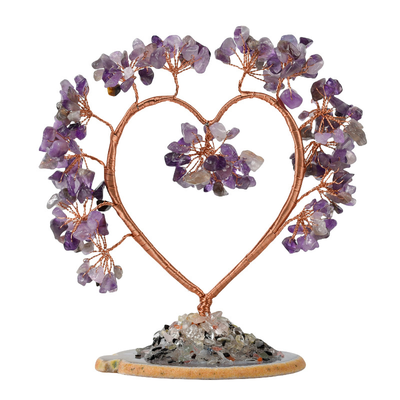 Raw Gemstone Copper Tree Agate Base Spiritual Meditation Energy Room Office Desk Decor Gifts