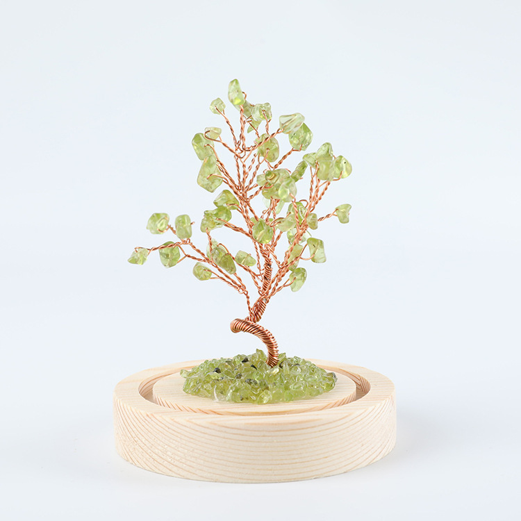 Raw Gemstone Copper Tree Spiritual Meditation Energy Room Office Desk Decor Gifts with Wood Base